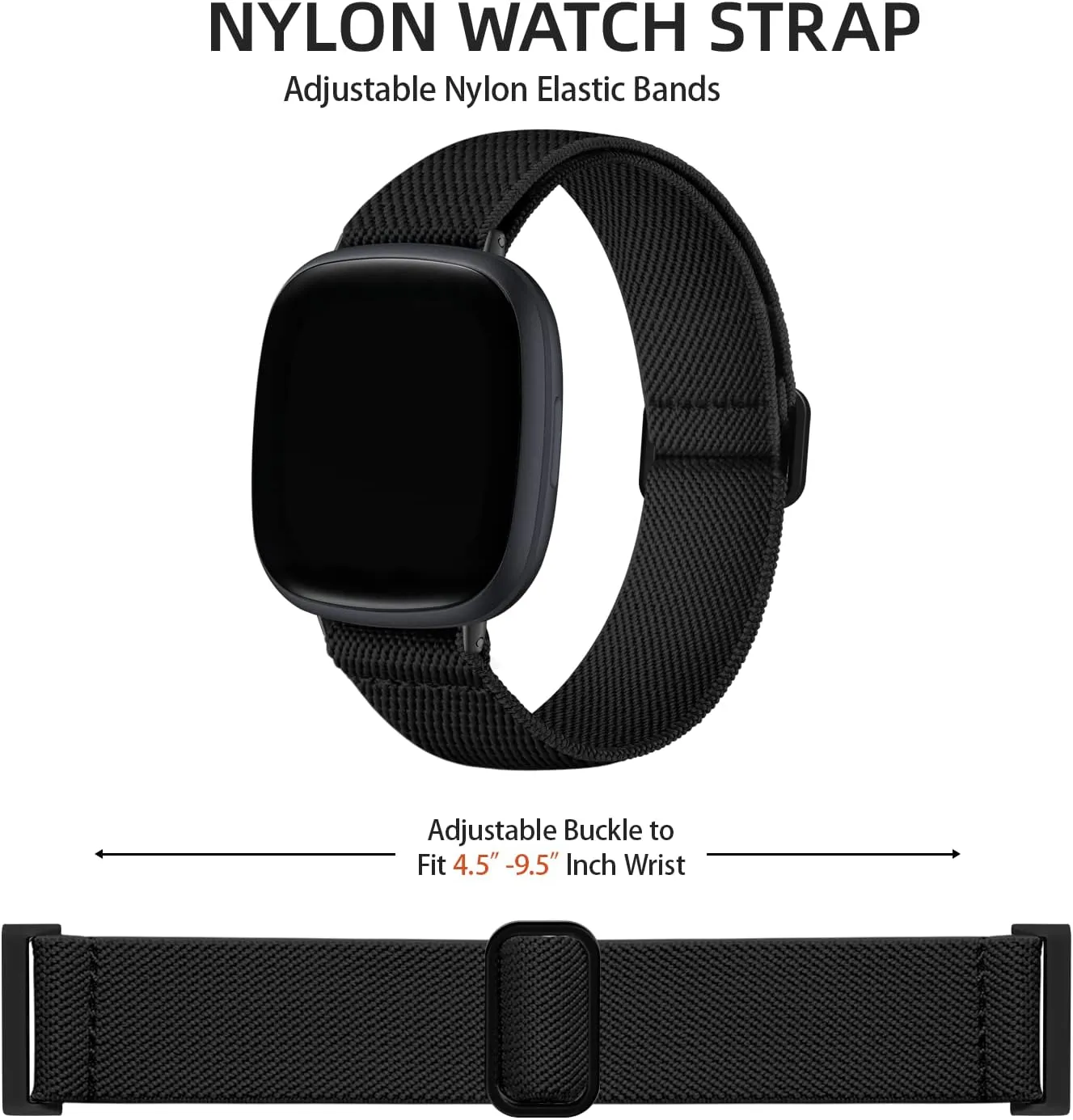Adorve Elastic Nylon Band Compatible with Fitbit Sense/Sense 2//Versa 3/Versa 4 bands Women Men, Adjustable Stretchy Solo Loop Sport Band for Fitbit Sense & Versa 3 Smart Watch Replacement