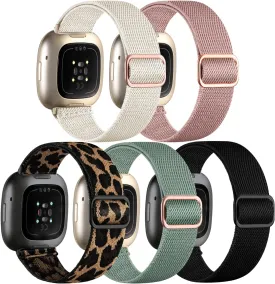 Adorve Elastic Nylon Band Compatible with Fitbit Sense/Sense 2//Versa 3/Versa 4 bands Women Men, Adjustable Stretchy Solo Loop Sport Band for Fitbit Sense & Versa 3 Smart Watch Replacement