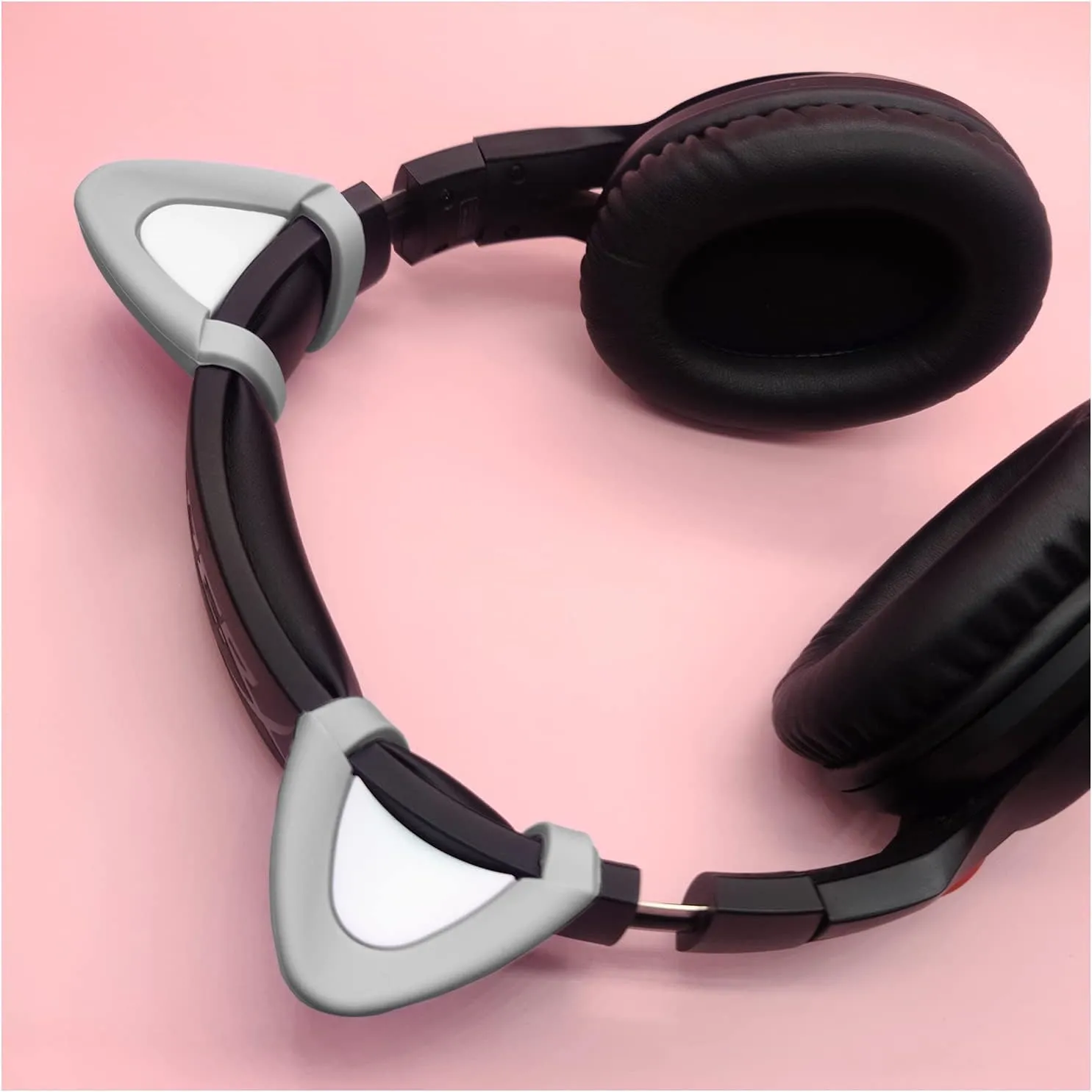 REEYEAR Cute Cat Ears Fits for HypreX Cloud/Cloud Stinger/Cloud Flight Headsets, Universal Fit Lovely Kitty Adjustable Attachment Straps for Video Live Gaming Headphone,Gray& White