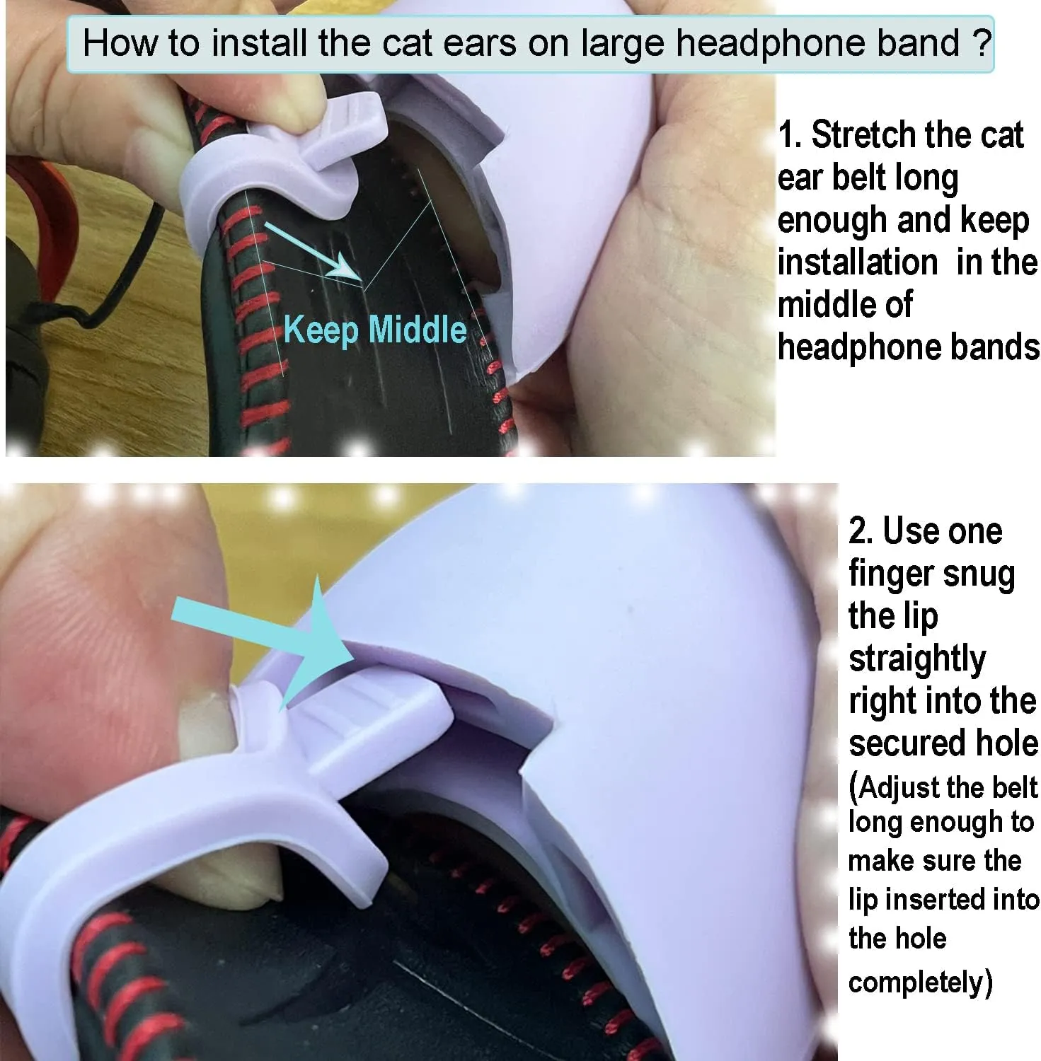 REEYEAR Cute Cat Ears Fits for HypreX Cloud/Cloud Stinger/Cloud Flight Headsets, Universal Fit Lovely Kitty Adjustable Attachment Straps for Video Live Gaming Headphone,Gray& White