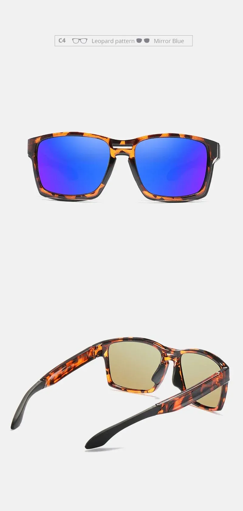 Unisex Tr90 Clear View Mirror Frame Sunglasses With Elastic Rubber
