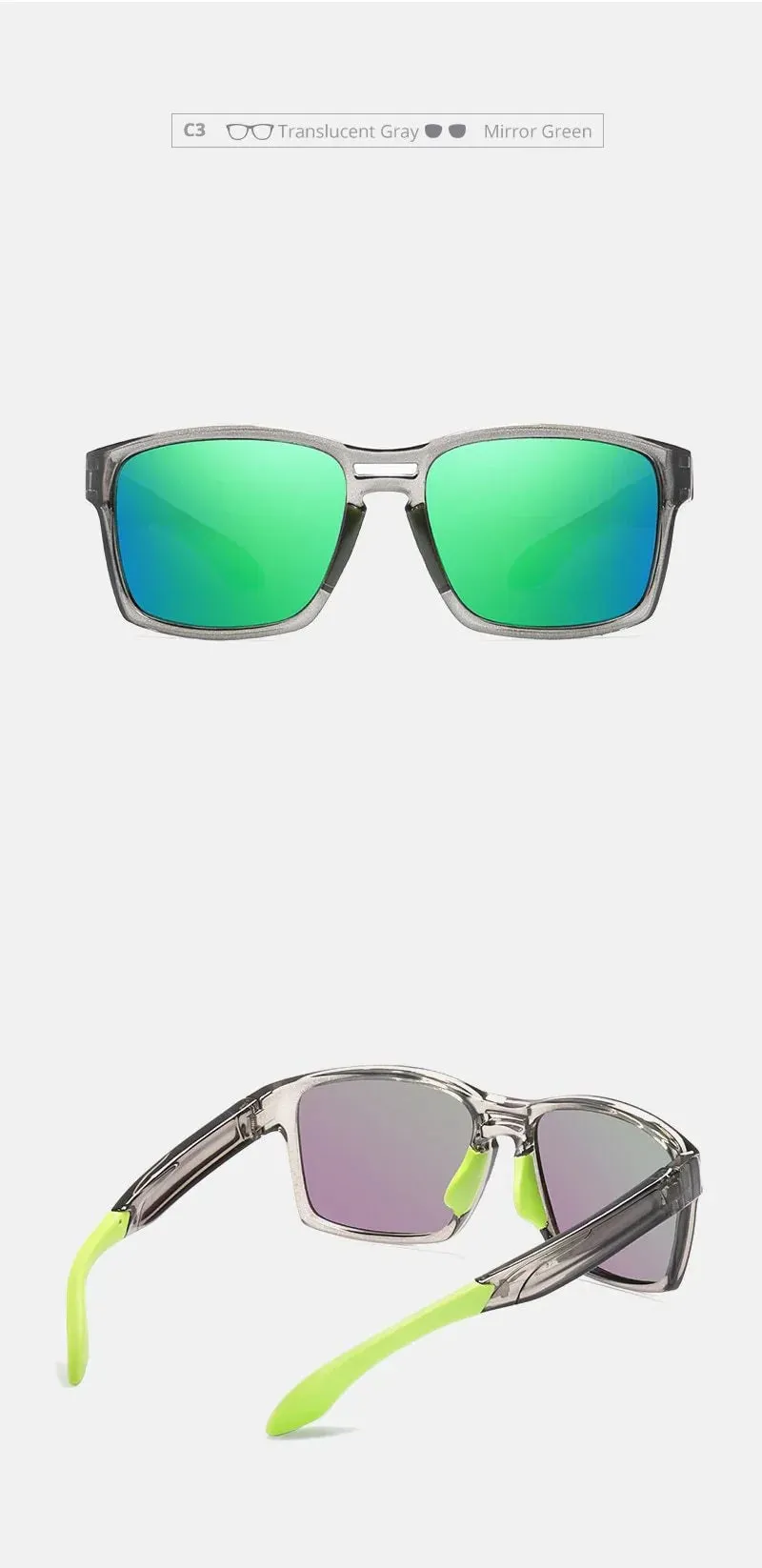 Unisex Tr90 Clear View Mirror Frame Sunglasses With Elastic Rubber