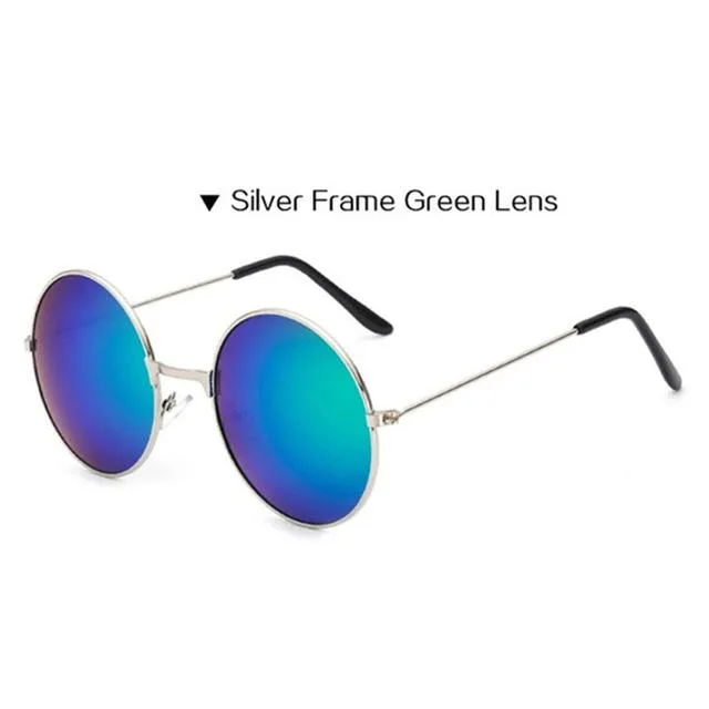 Vintage Round Frame Designer Mirror Lens Sunglasses for Women