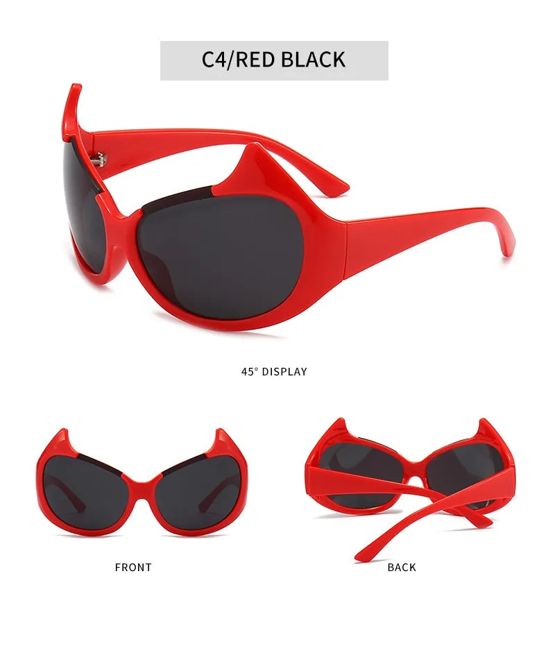 Women's Sexy Punk Style UV400 Mirror Cat Eyes Eyewear Sunglasses